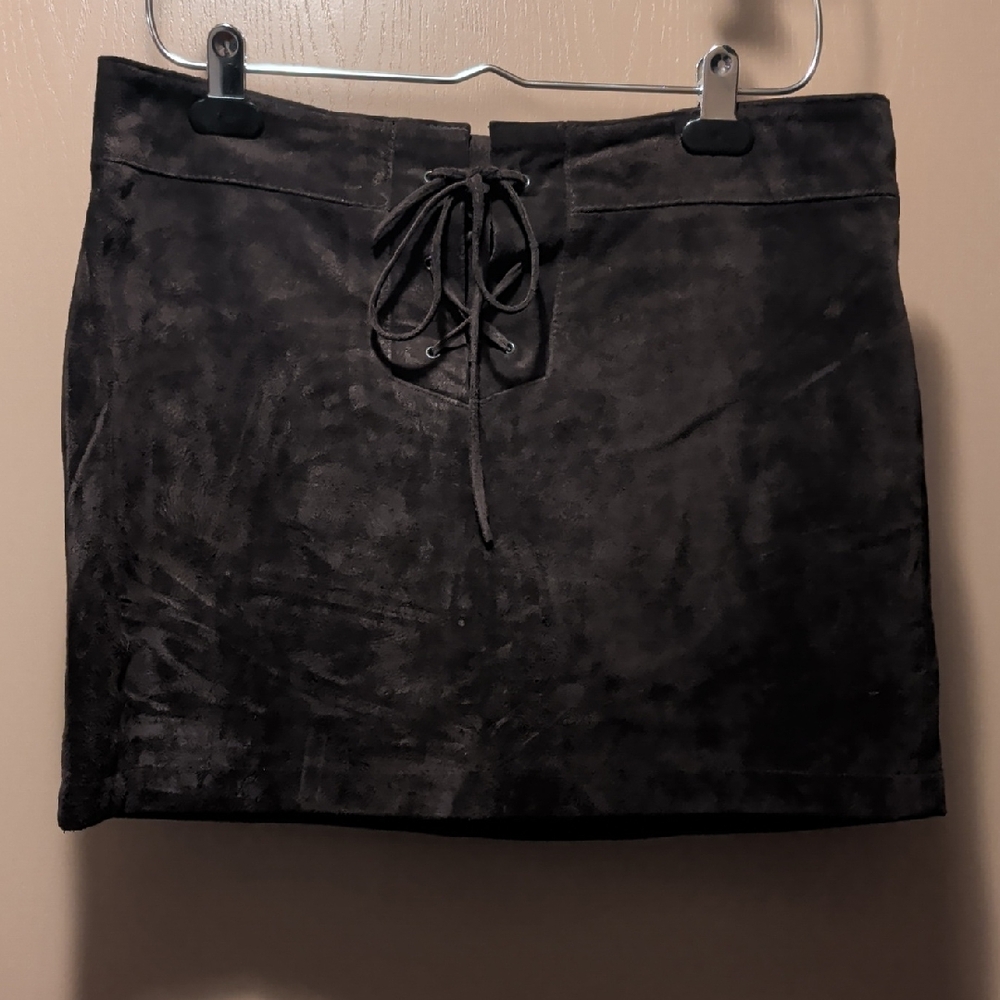Vintage Y2K Lace Up Leather Skirt